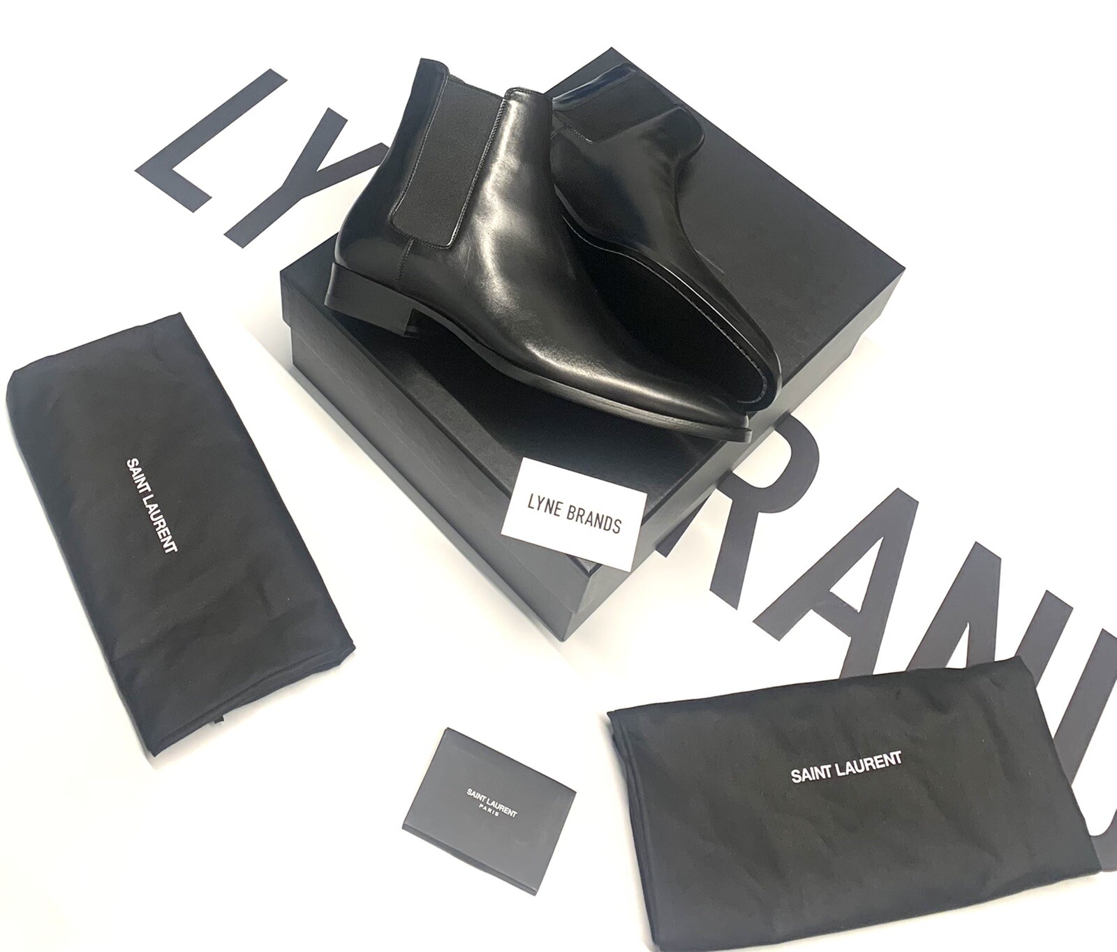 Stivali Chelsea Saint Laurent Wyatt in pelle nera taglia UK 9 EU 43 PREZZO AL PUBBLICO £ 900