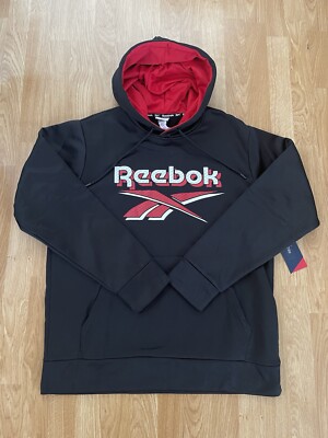 Reebok Mens Core Vector Fleece Hoodie Black Size Large 