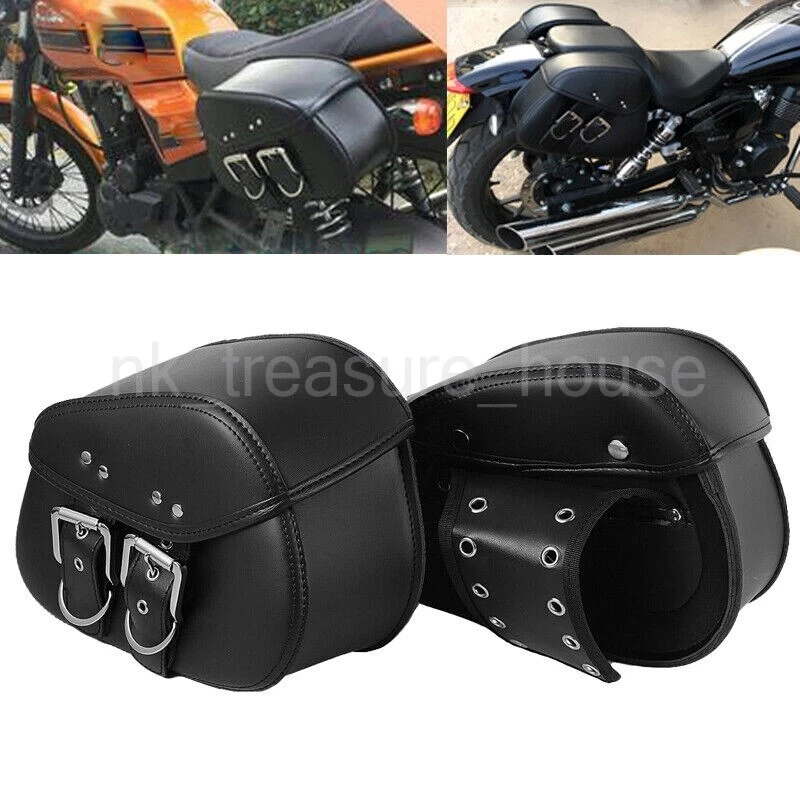 PU Leather Motorcycle Saddle Bags Saddlebag Luggage Bag For Sportster 883 Dyna - Image 3 of 4