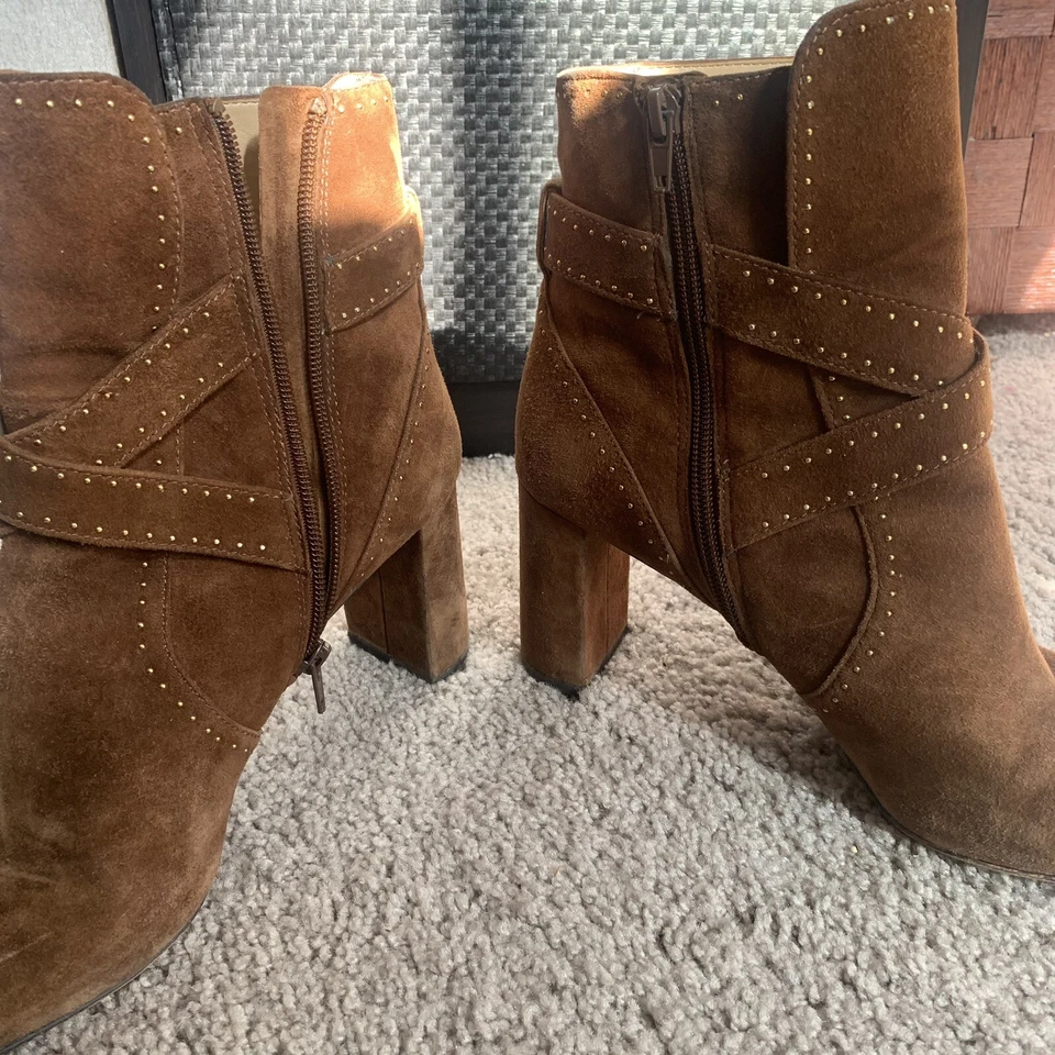 Ann Taylor Women’s Mid Calf Boots Brown Gold Hardware Size 11M - Image 3 of 4