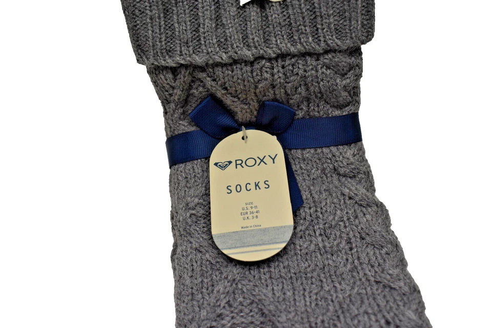 Acogedores calcetines Roxy de punto polar forrados con cable grises ¡Nuevos! Nuevo con etiquetas Foto 3 de 4