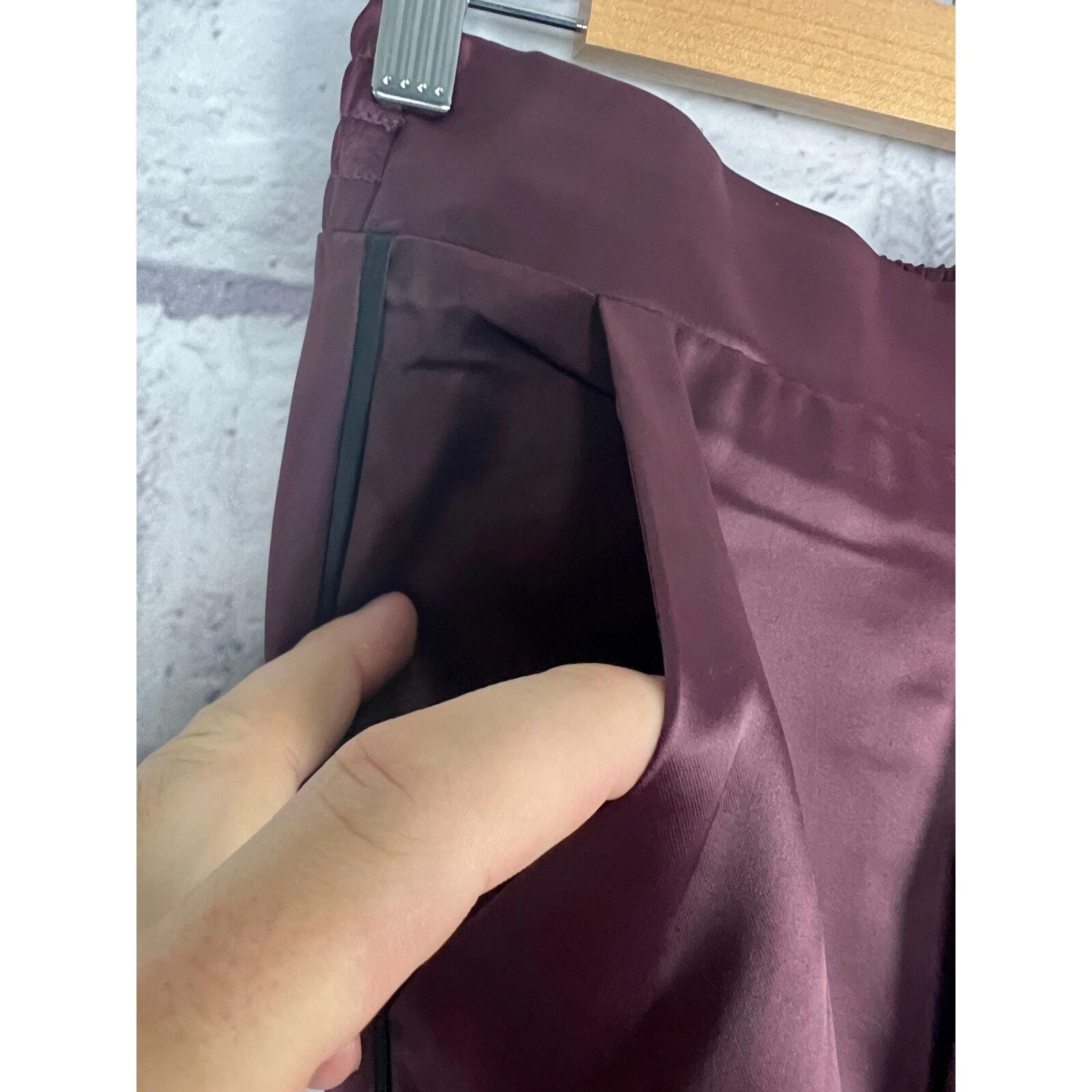 VETEMENTS Pantaloni donna Torrid 6X (6) Sassafras gamba larga raso striato vita alta nuovi con etichette