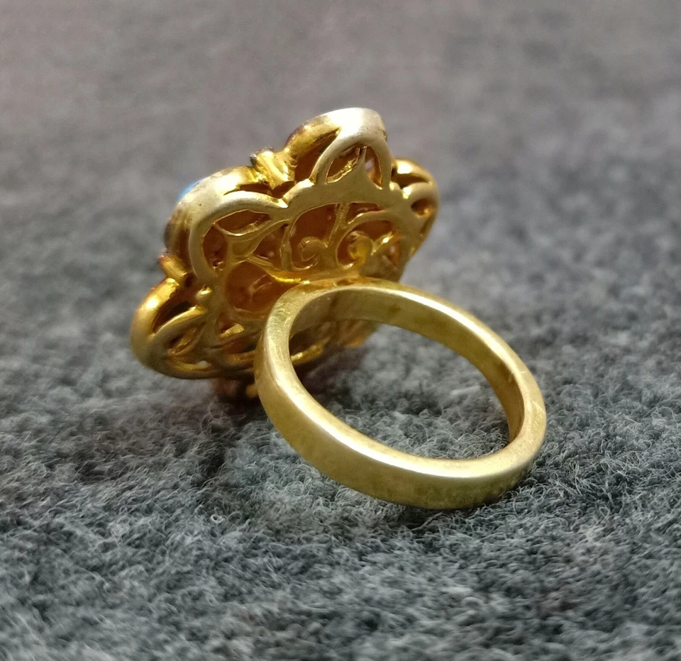 Türkis Rubin Smaragd Edelstein Oxid 925 Sterlingsilber Handmade Ring Schmuck - Bild 3 von 4