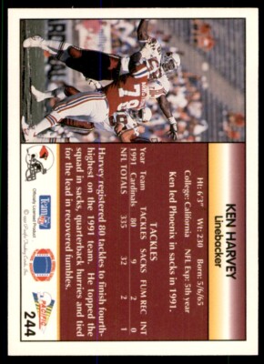 1992 Pacific Ken Harvey Phoenix Cardinals #244 | eBay
