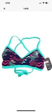 TYR DuraFast One TERAMO CrossCut Tieback Swim Top Purple Turquoise - Medium 8