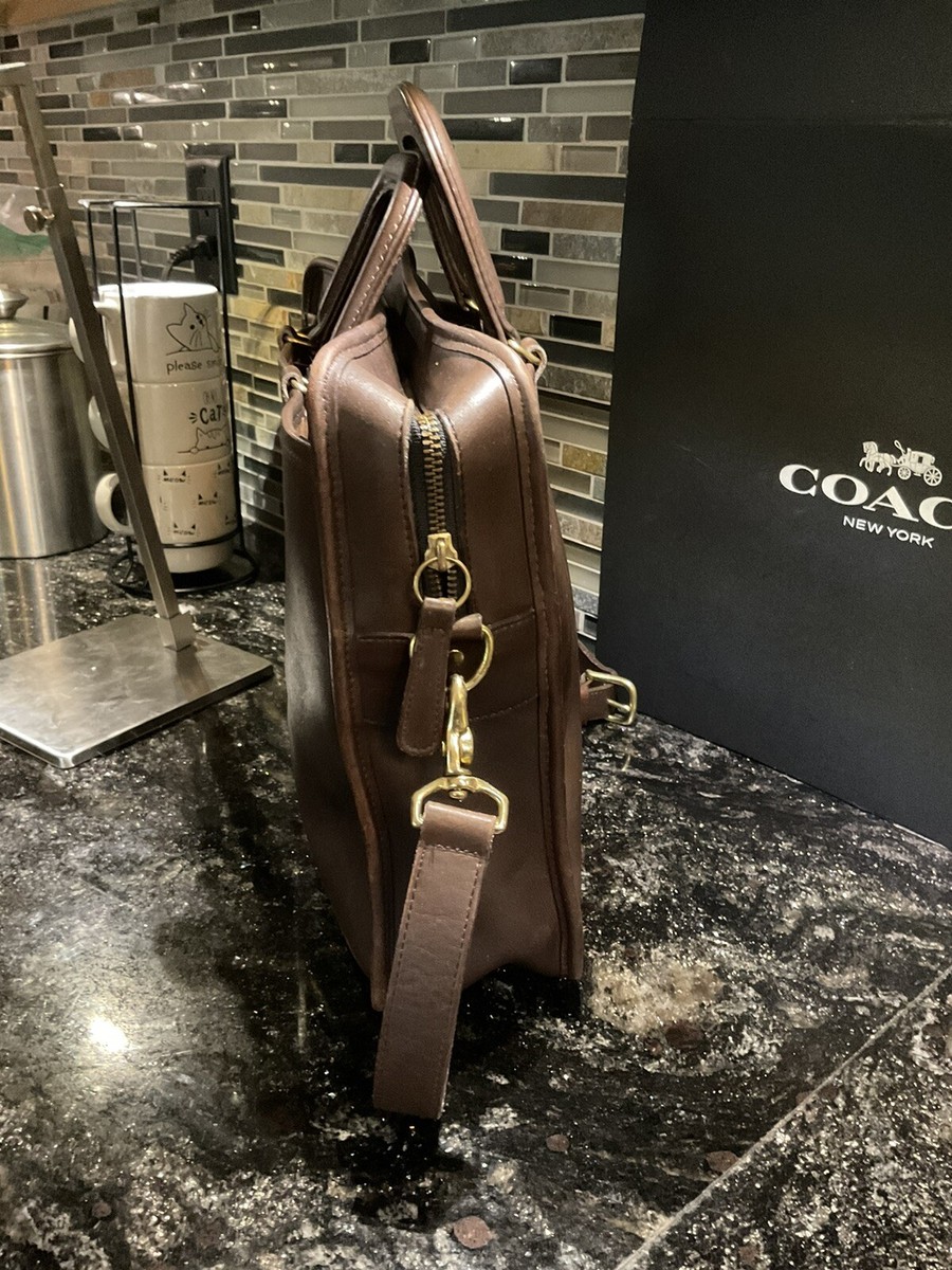 COACH コーチ 5276レザー ビジネスバッグ ブラウン Vintage Coach Monroe Glovetanned Leather Briefcase Crossbody