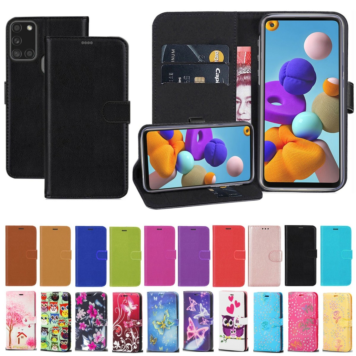 A21s Covers Samsung A21s Flip Phone Case For Samsung Galaxy A21S A01 A41  A21 PU Leather Wallet Flip Stand Case Cover