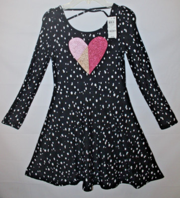 Girls Kids Dress Long Sleeve NWT Epic Threads Heart Criss Cross Strap M