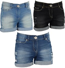 Pantalones cortos de mezclilla elásticos para mujer Pantalones de mezclilla desgastados Pantalones ajustados rasgados Turn-up