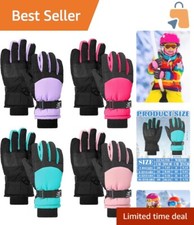 Durable Waterproof Ski Gloves for Kids - 4 Pairs of Warm Plush Camouflage Gear