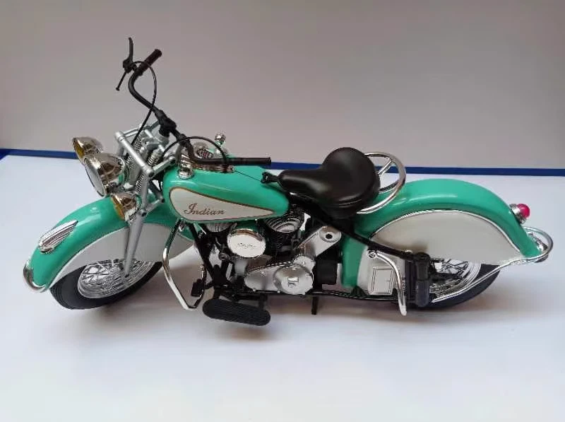 Modelo clásico de simulación de aleación diecast escala 1:6 verde Indian Motorcycle vintage Foto 3 de 4
