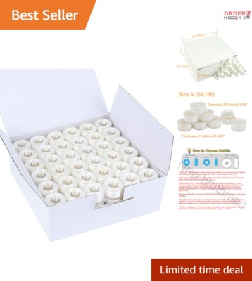 144pcs Prewound White Bobbin Thread Size A for Sewing and Embroidery Machines