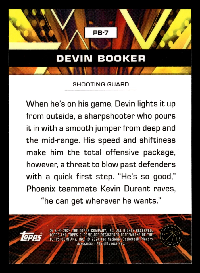 Devin Booker #PB-7 Green Refractor 2023-24 Topps Chrome Basketball SUNS (A79) - Image 2 of 2