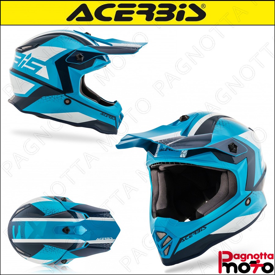 RIVENDITORE ACERBIS BOLLATE MILANO , CASCO HELMET JUNIOR BAMBINO MOTO CROSS  ENDURO ACERBIS STEEL JUNIOR BLUE / WHITE BOLLATE MILANO - Pagnotta moto srl