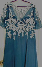 JJ'S HOUSE A-LINE, V-NECK, FLOOR LENGTH CUSTOM PLUS SIZE CHIFFON/LACE GOWN