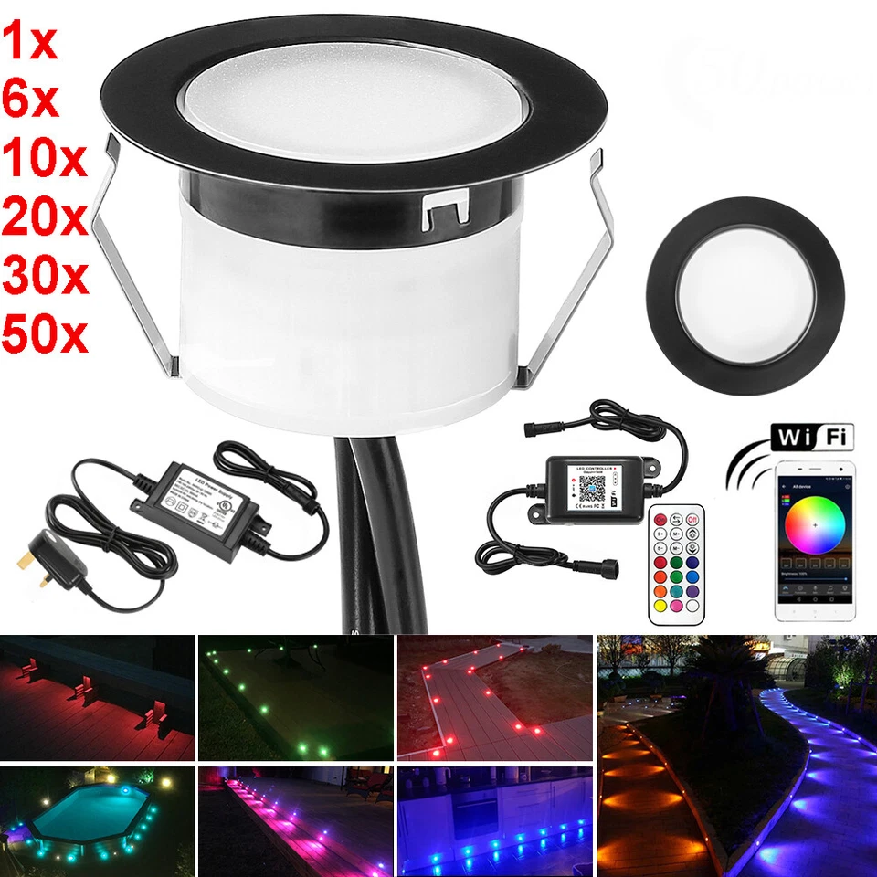 45mm RGBW WiFi Led Decking Lights IP67 Led Plinth Lamp for Terrace/Patio/Kitchen - Image 3 of 4