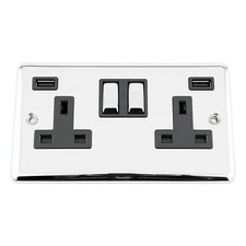 13 Amp Double Wall Socket 2 Gang in Polished Chrome Classic Style