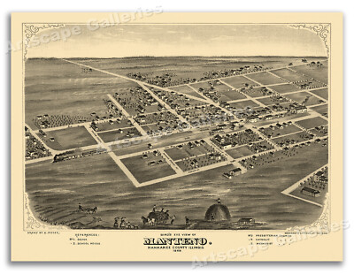 Manteno Illinois 1869 Historic Panoramic Town Map - 24x32