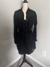 Theory Women's Tie Front Dress W/ Removable Slip Size Medium