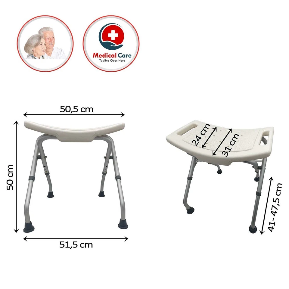 Duschhocker Duschstuhl rutschfest Badhocker 120kg Duschsitz höhenverstellbar - Bild 3 von 4