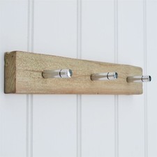 2 x Wall Coat Rack Wooden 3 Peg Coat Hook Great for dog leads, tea towels