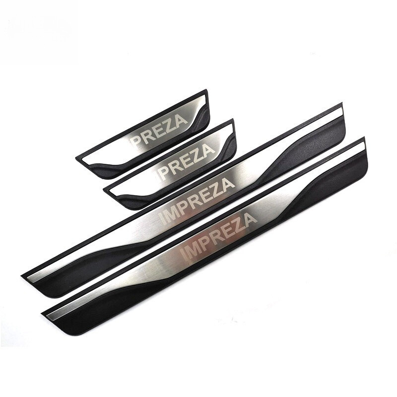 4Pcs Silver Door Scuff Sill Cover Protector For 15-22 Subaru IMPREZA Accessories