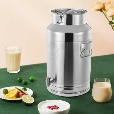 #ad 28L 35L Stainless Steel Milk Can Wine Pail Bucket Jug Oil Storage Tank Canister $85.34