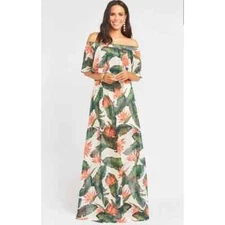 Show Me Your Mumu Hacienda Maxi Dress Off Shoulder Paradise Found Chiffon S