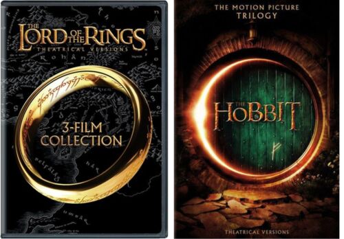 The Lord Of the Rings Trilogy & The Hobbit Trilogy (9 DVD SET, WS) NEW - Afbeelding 1 van 3