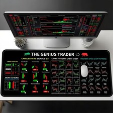 Large Non-Slip Rubber Mouse Pad with Stock Trading Candlestick Washable Desk Mat