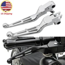 Chrome Slot Brake Clutch Lever Set For Harley Touring Road Electra Street Glide