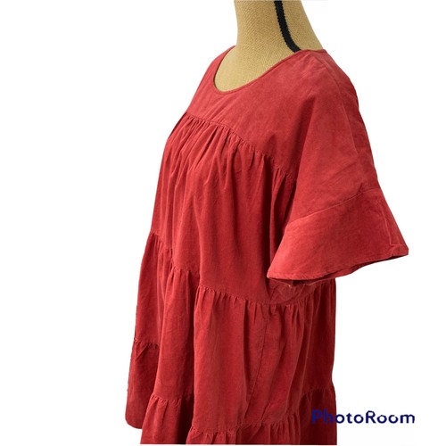 V evy j Red dress Shirt Sleeve, Velvet, Relaxed Fit Size L NEW - Picture 2 of 11