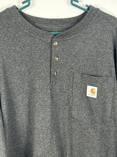 Carhartt Henley T-Shirt Herren Large Loose Fit Langarm anthrazit grau K128
