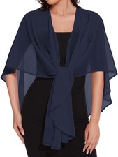 Shawls and Wraps for Evening Dresses Sheer Womens Chiffon Cover Up Wedding Br...