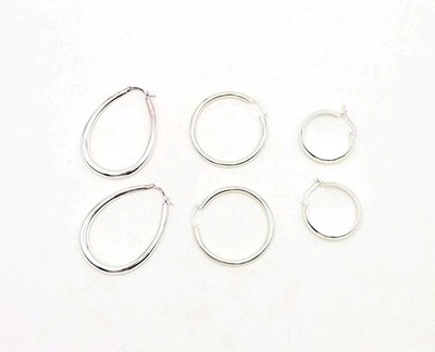 Sterling Silber Konvolut 3 Creolen oval & rund verschiedene Größen 925 17gr
