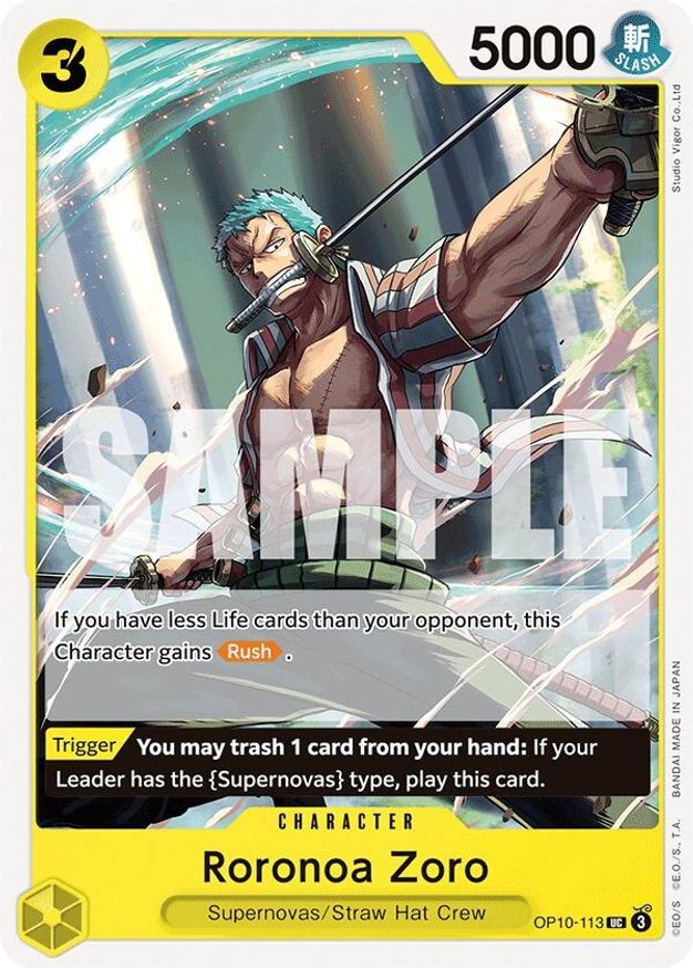 Roronoa Zoro One Piece OP10-113 Royal Blood NM Trading Card
