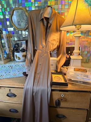 Nanushka Triacetate Blend Long-Sleeve Shirt Dress in Taupe