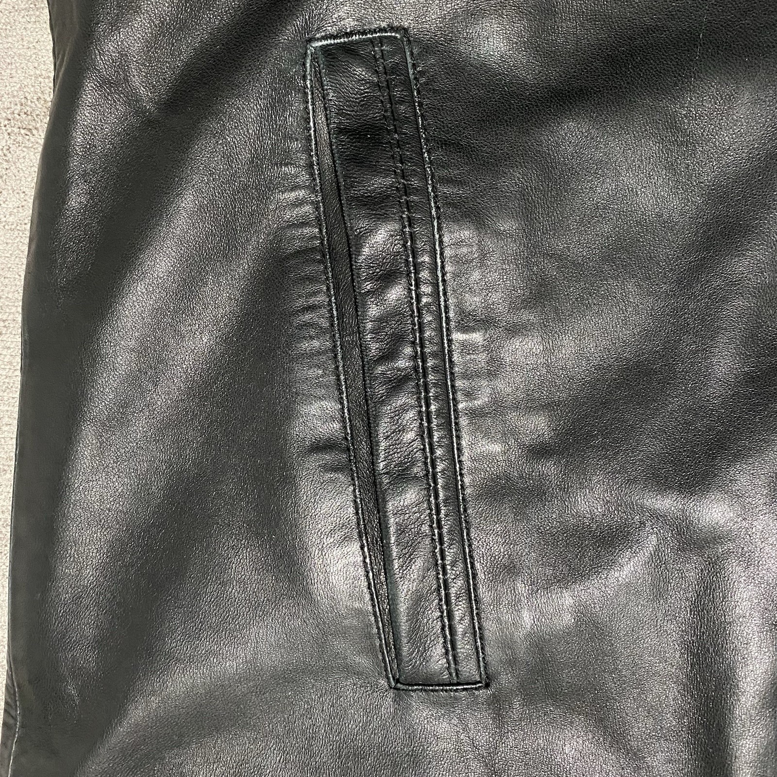 Vintage Perry Ellis Portfolio Lambskin Leather Jacket Men’s XL Black Quilted