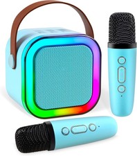 Mini Karaoke Machine,Portable Bluetooth Speaker with 2 Wireless Microphone for K