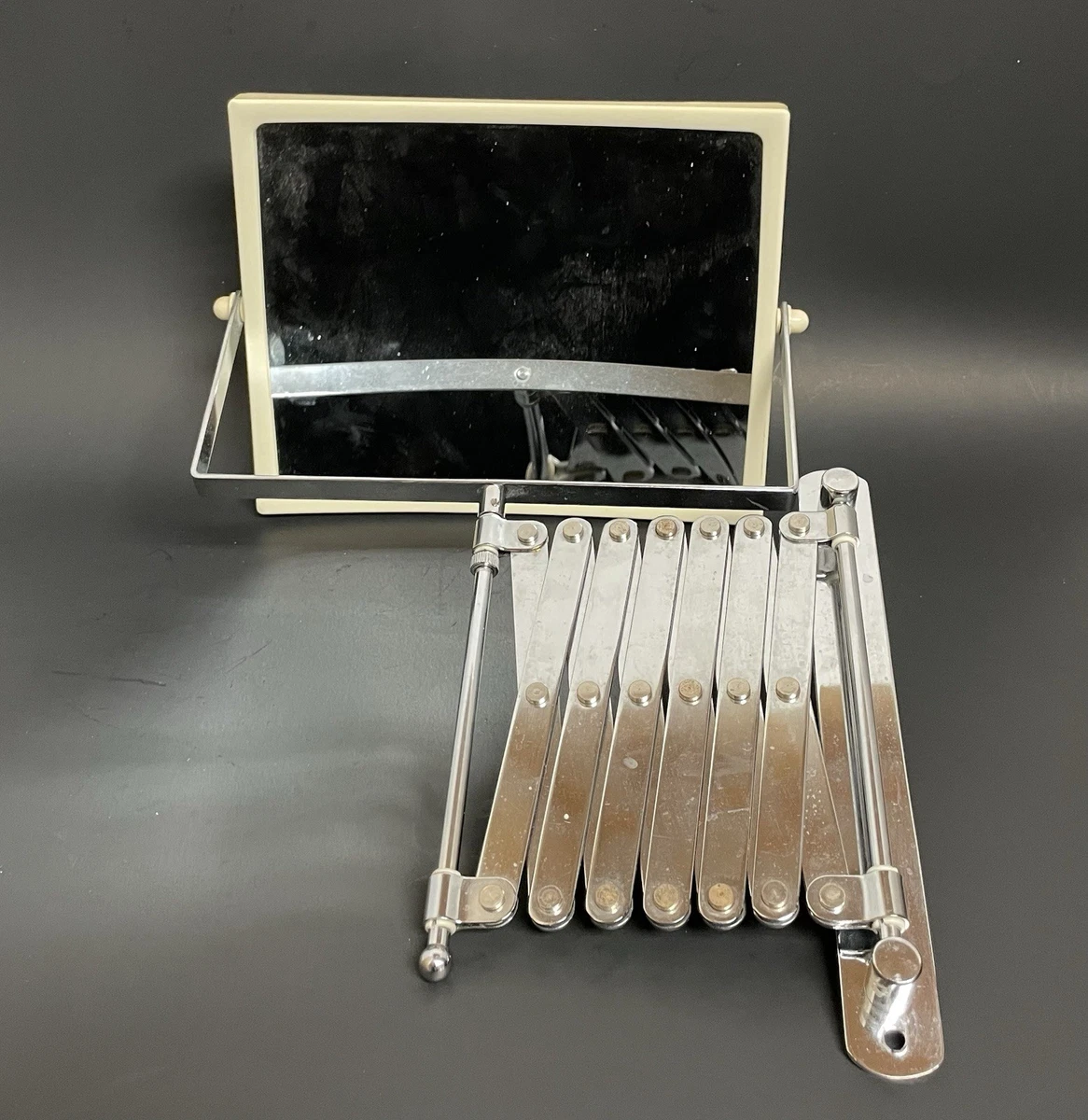 VTG Accordion Wall Mount Pivoting Make Up Vanity Mirror Scissor MCM Bathroom