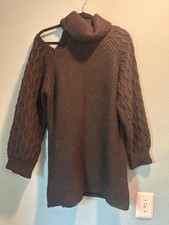 Urban Outfitters Black Cable Knit Turtleneck Sweater Tunic Size M