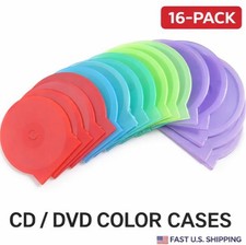 16 Pack CD DVD Color Cases Slim Protective Storage Covers Multi-Color