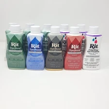 Rit DyeMore Lot Of 10 Synthetic 7oz Green, Red, Blue, Graphite, Fixative