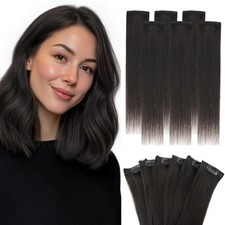 Hairro 6 Pcs Clip-In Short Hair Extensions Remy Real Human Hair Clip-On