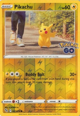 Pikachu (27) Reverse Holo Common Pokemon GO 027/078 NM