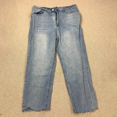 Gogo Jeans Cropped Juniors 15 Blue Light Wash Frayed Hem High Rise