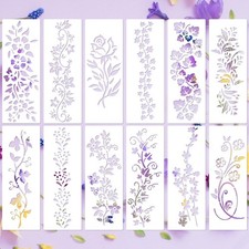 12 Pcs 12x4.5 Inch Leaves Floral Stencils Reusable Tree Leaf Vine Templates