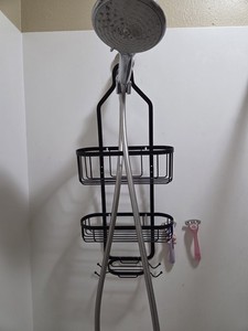 Black Metal Hanging 2-Tier Shower Organizer for Bathroom Shower