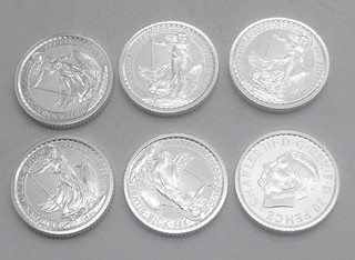 6 x 1/10 oz 20 Pence Great Britain Britannia 999 Fein Silber silver argent 2024