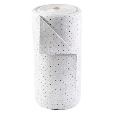 Brady Bro150 Sorbent Roll, 38 Gal, 30 In X 150 Ft, Oil, White, Polypropylene
